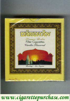 Darshan Classic Bidis Vanilla Flavored cigarettes wide flat hard box